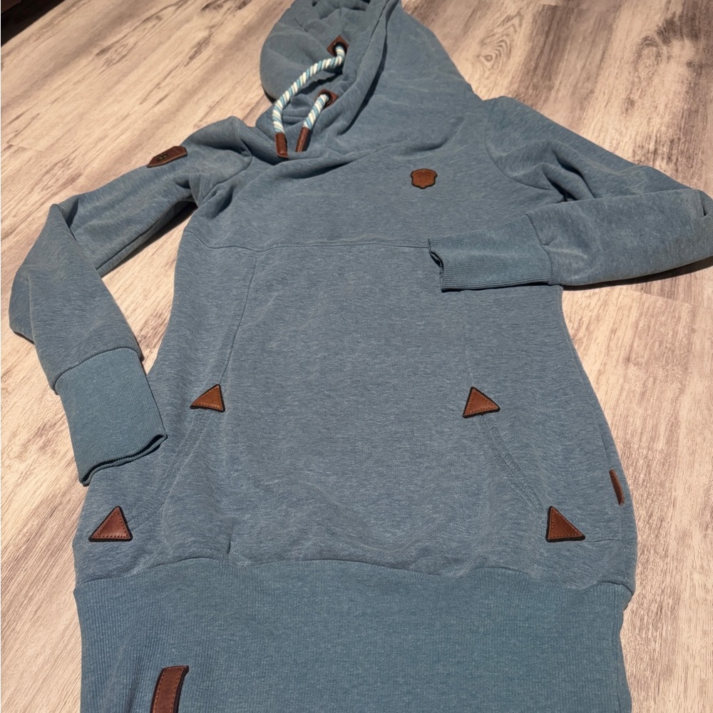 Naketano Light Blue Sweatshirt with Brown Patch
